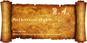Malkovics Andor névjegykártya