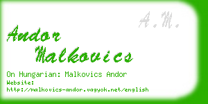 andor malkovics business card